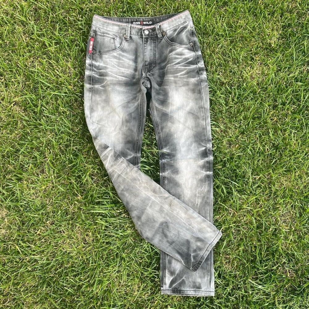 Y2K One Wild Embroidered Ash Wash Skinny Jeans